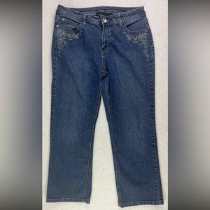 VSH‎ Jeans Womens Size 10 Blue Capri Jeans Cropped Embroidered Pockets
